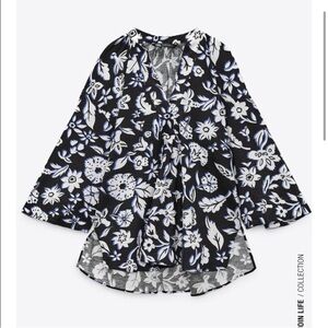 “Zara Monochrome Floral Shirt - Black & White